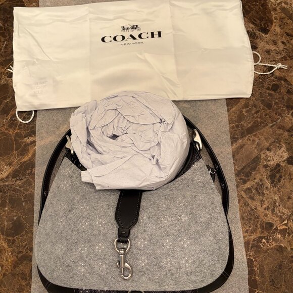 Coach Hampton's Hobo Bag in Crystal Signature Jacquard (Black) - Picture 16 of 16